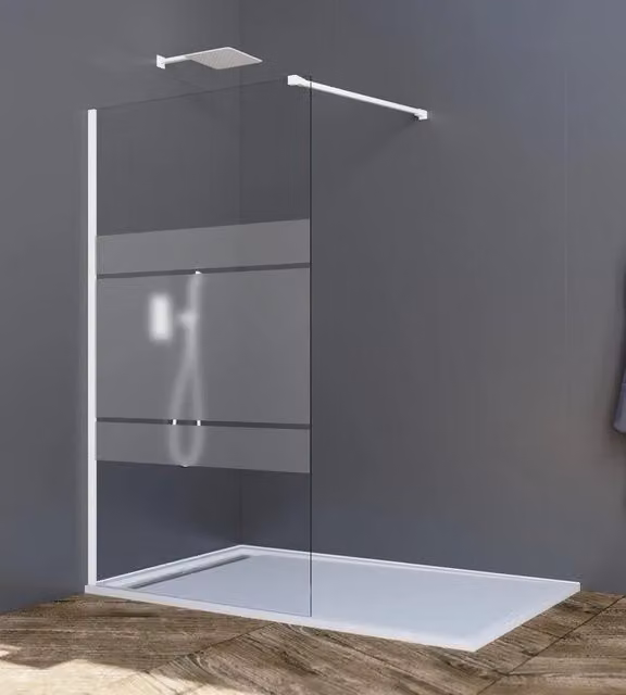 Parete doccia fissa Screen 8 mm 100 cm (96,5-98,0 cm) bianco, vetro satinato Frost