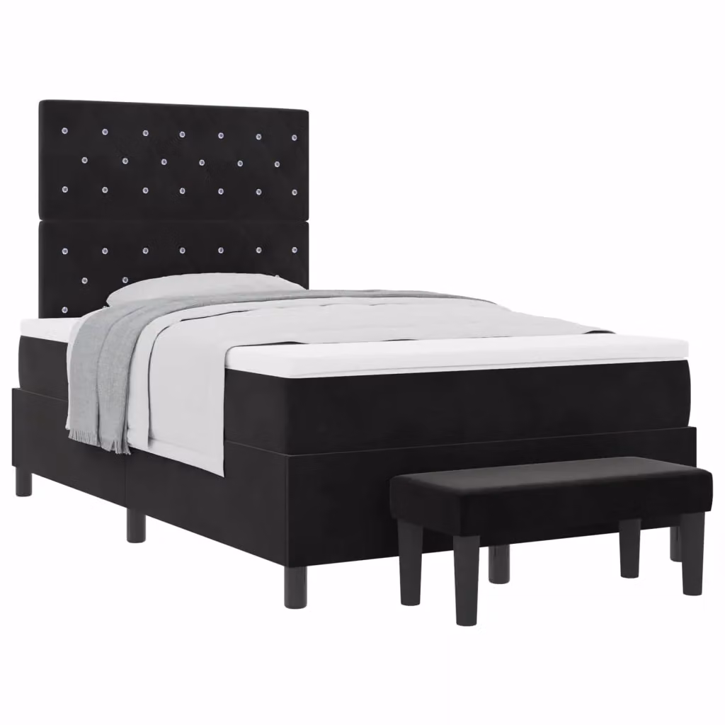Letto moderno con struttura imbottita in velluto nero vidaXL L: 120 cm, P: 128 cm, H: 120 cm – 2