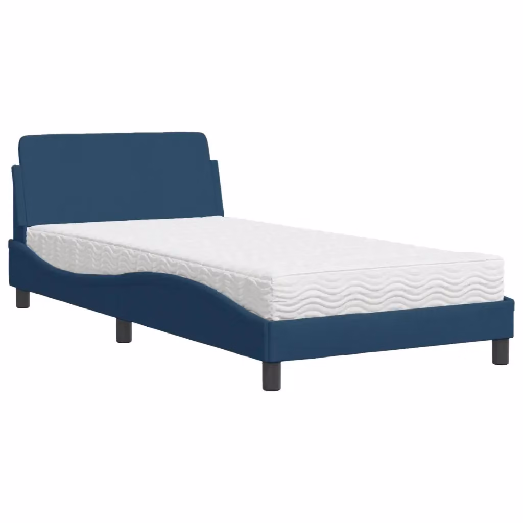Letto moderno vidaXL con materasso in schiuma e cassetti, blu e bianco, L/P/H: 200 x 100 x 74,5 cm – 2