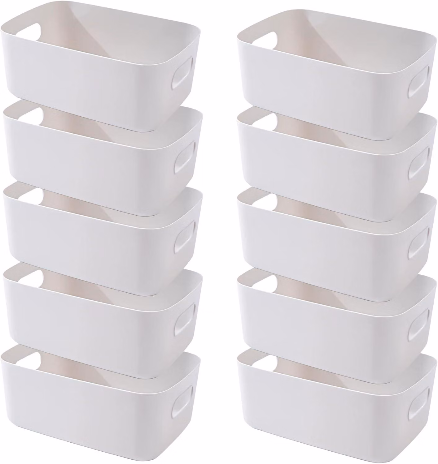 Piccole scatole di plastica per riporre oggetti, confezione da 10, dimensioni 15x11x5 cm, con maniglie, ideali per bagno e cucina