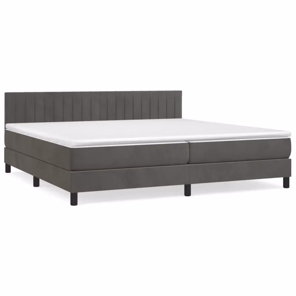Letto a molle con materasso ibrido vidaXL in velluto grigio e bianco L/P/H: 200 x 200 x 88 cm – 2