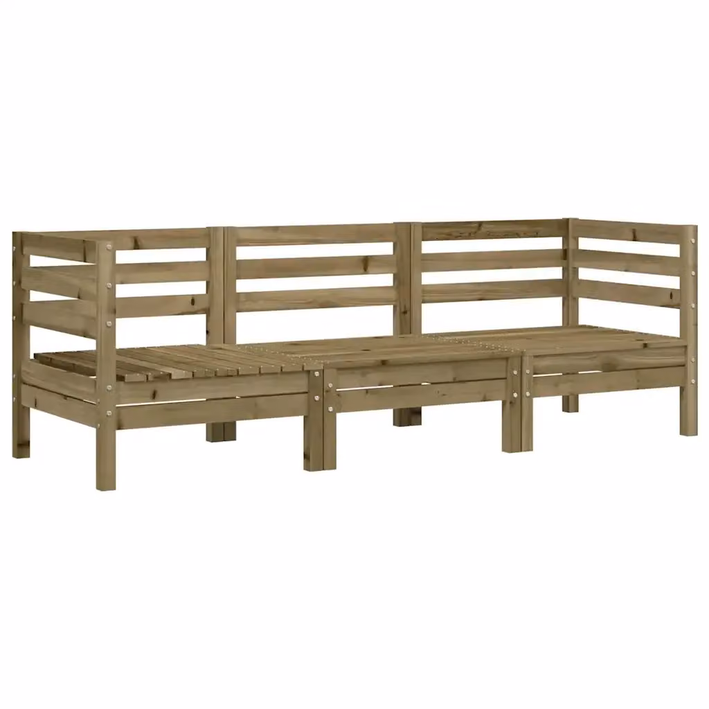 vidaXL Divano da Giardino a 3 Sedute in Legno di Pino Trattato con Cuscini L/P/H: 190.5 x 63.5 x 62.5 cm – 2