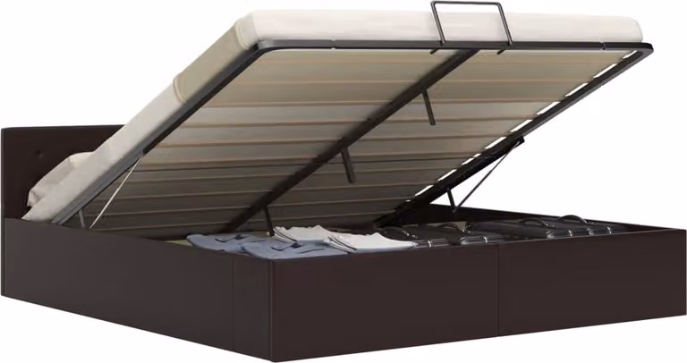 The Living Store Letto contenitore Idraulico Grigio Similcuoio 160×200cm