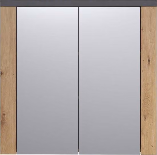 Armadietto a specchio in legno color cognac - 79 x 78 x 20 cm