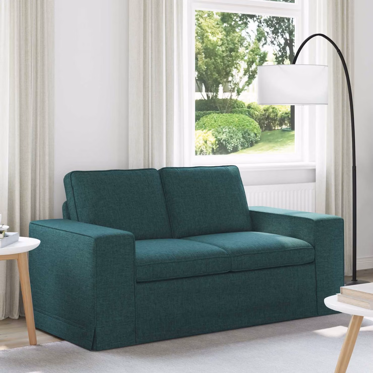 vidaXL Divano Moderno in Tessuto Verde e Nero con Struttura in Metallo L: 162 cm, P: 80 cm, H: 82 cm – 1