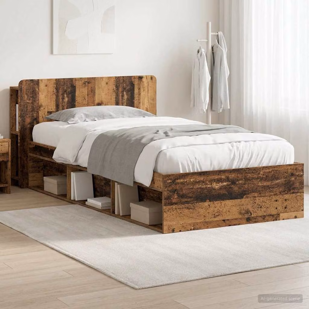 vidaXL Telaio del letto con cassetti in legno color marrone L/P/H: 190 x 90 x 119,5 cm