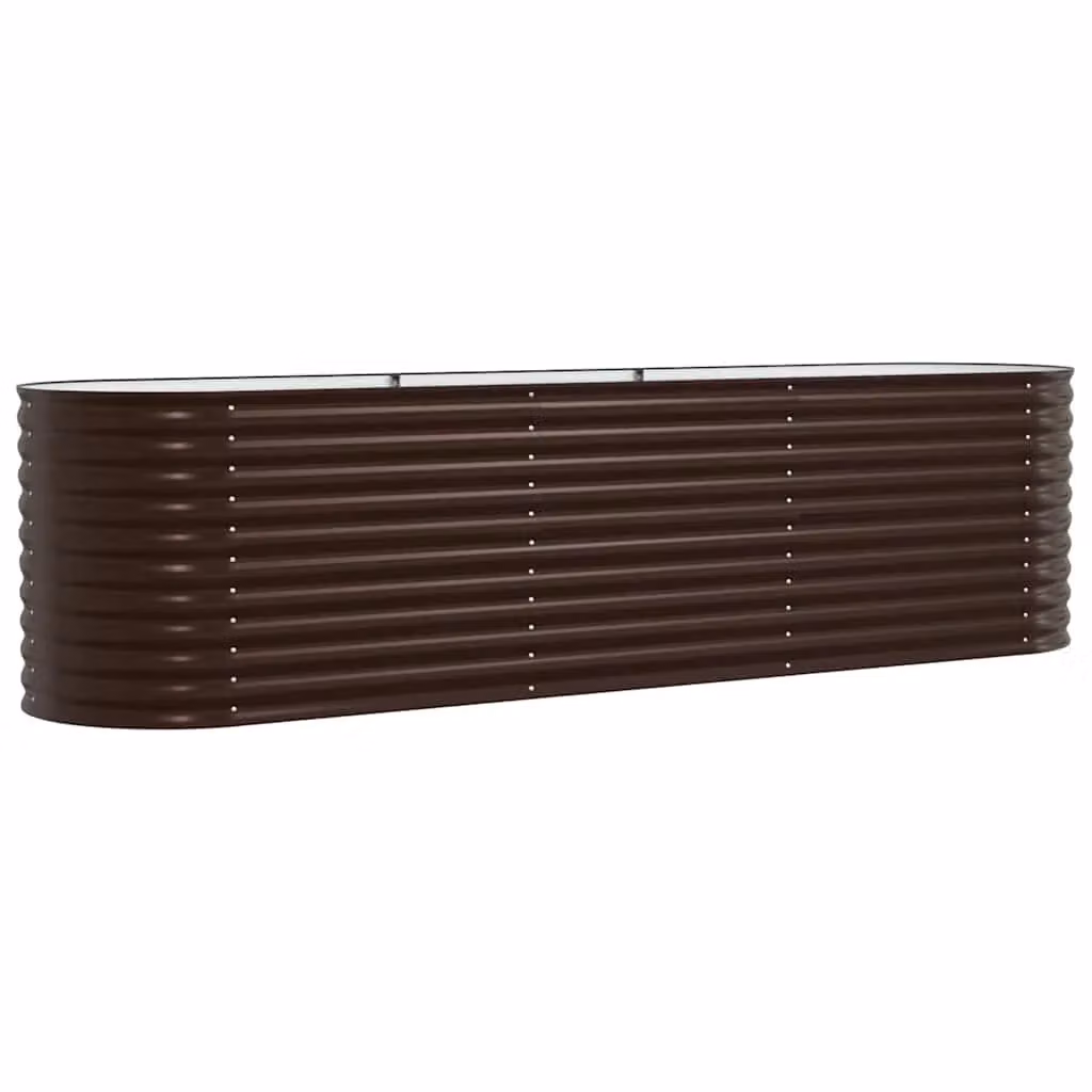 Fioriera rialzata moderna HELLOSHOP26 in acciaio color marrone, ideale per orto o giardino ornamentale, L: 320 cm, P: 80 cm, H: 81 cm – 2