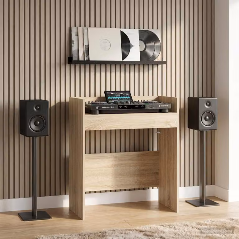vidaXL Tavolo DJ moderno in legno ingegnerizzato Rovere, L 62 cm x P 45 cm x H 102 cm