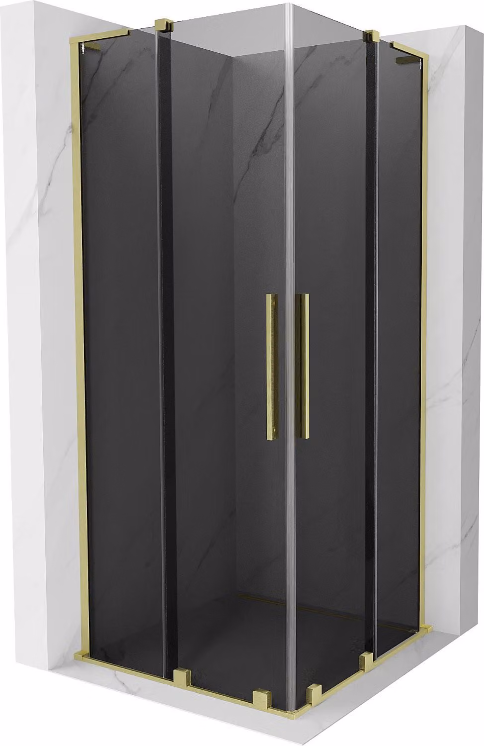 Mexen Velar L Duo cabina doccia scorrevole 90 x 90 cm, grafite, oro spazzolato - 871-090-090-02-43-55