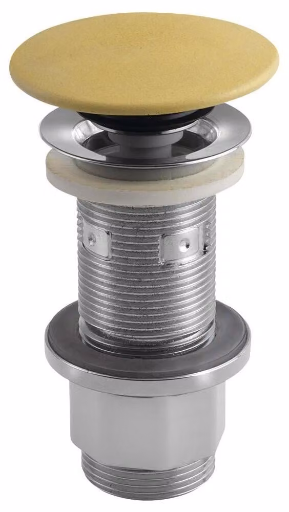 Set di scarico per lavabo 5/4", click-clack, tappo in calcestruzzo, 10-80 mm, giallo opaco