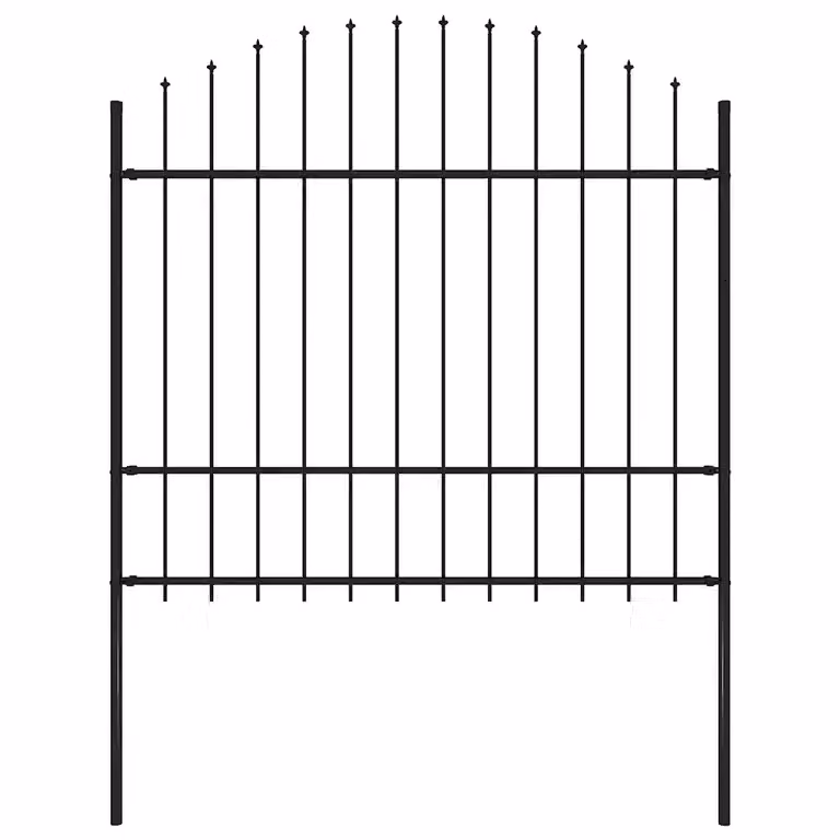Recinzione da giardino vidaXL Woerden con punta a lancia in acciaio nero, H: 175 cm, L: 170 cm