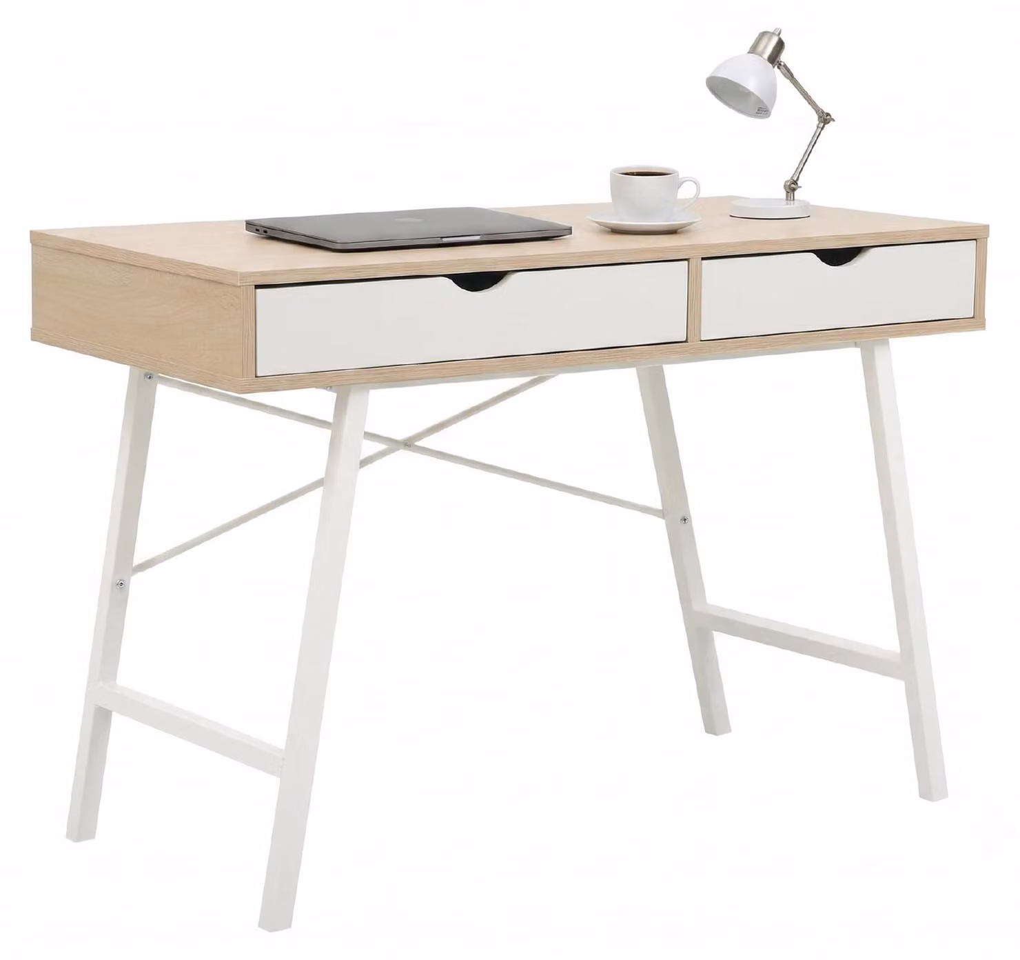 Scrivania con 2 cassetti, dimensioni 100x48x76 cm, finitura rovere Sonoma