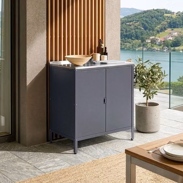 Armadietto da Giardino Bolognano 92 x 80 x 50 cm Acciaio - Grigio Scuro Opaco - casa.pro