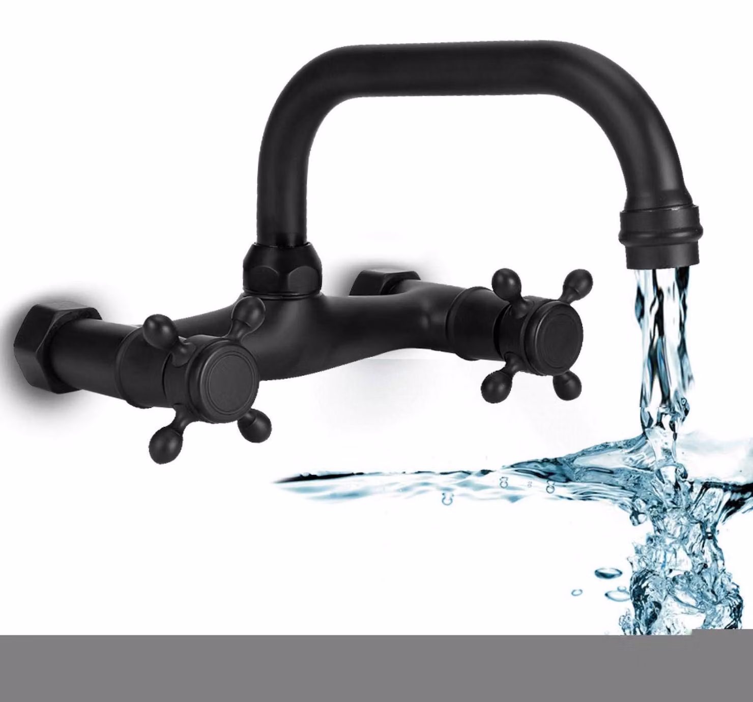 Miscelatore monocomando nero a 5 vie per bagno, in ottone, girevole a 360°