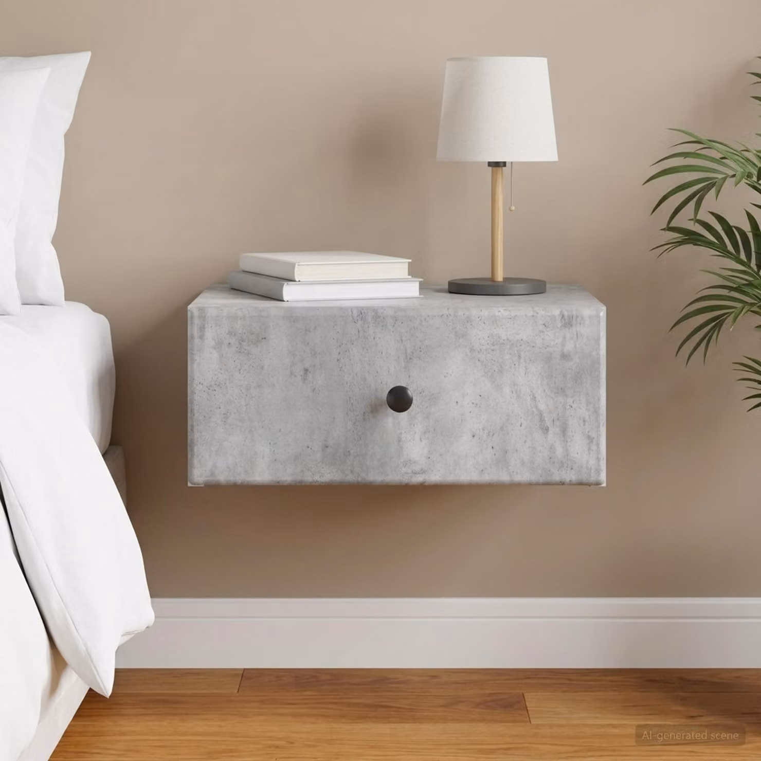 vidaXL Mobiletto da notte sospeso Grigio Cemento L 49 x P 34,5 x H 20 cm