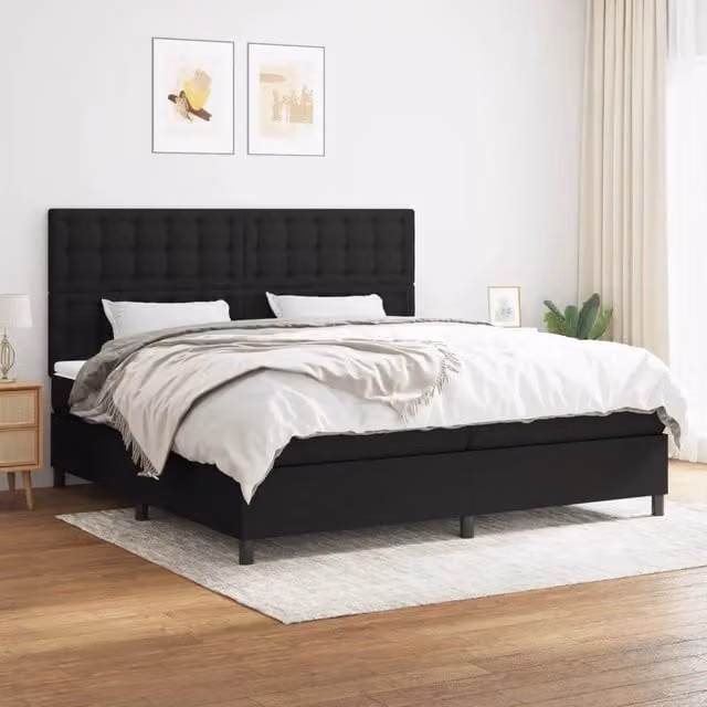 Letto Ibrido con Giroletto a Molle e Materasso vidaXL, Colore Nero e Bianco, L/P: 200 x 200 cm