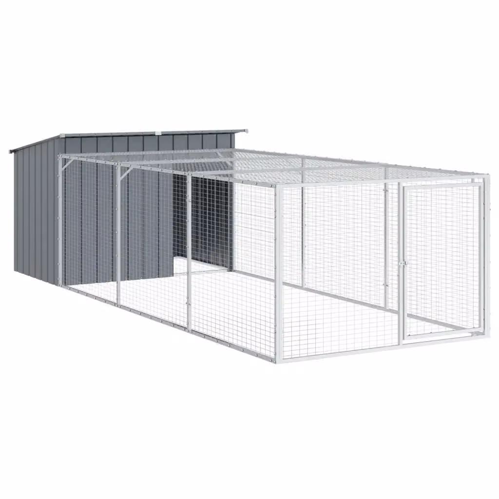 Cuccia per cani con recinto VIDAXL in acciaio zincato antracite L: 396 cm, P: 153 cm, H: 110 cm – 2