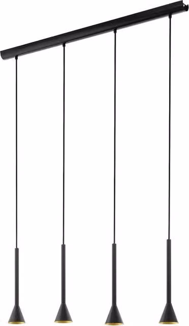 Lampadario Contemporaneo Cortaderas Acciaio Nero Oro 4 Luci Gu10 4,8W