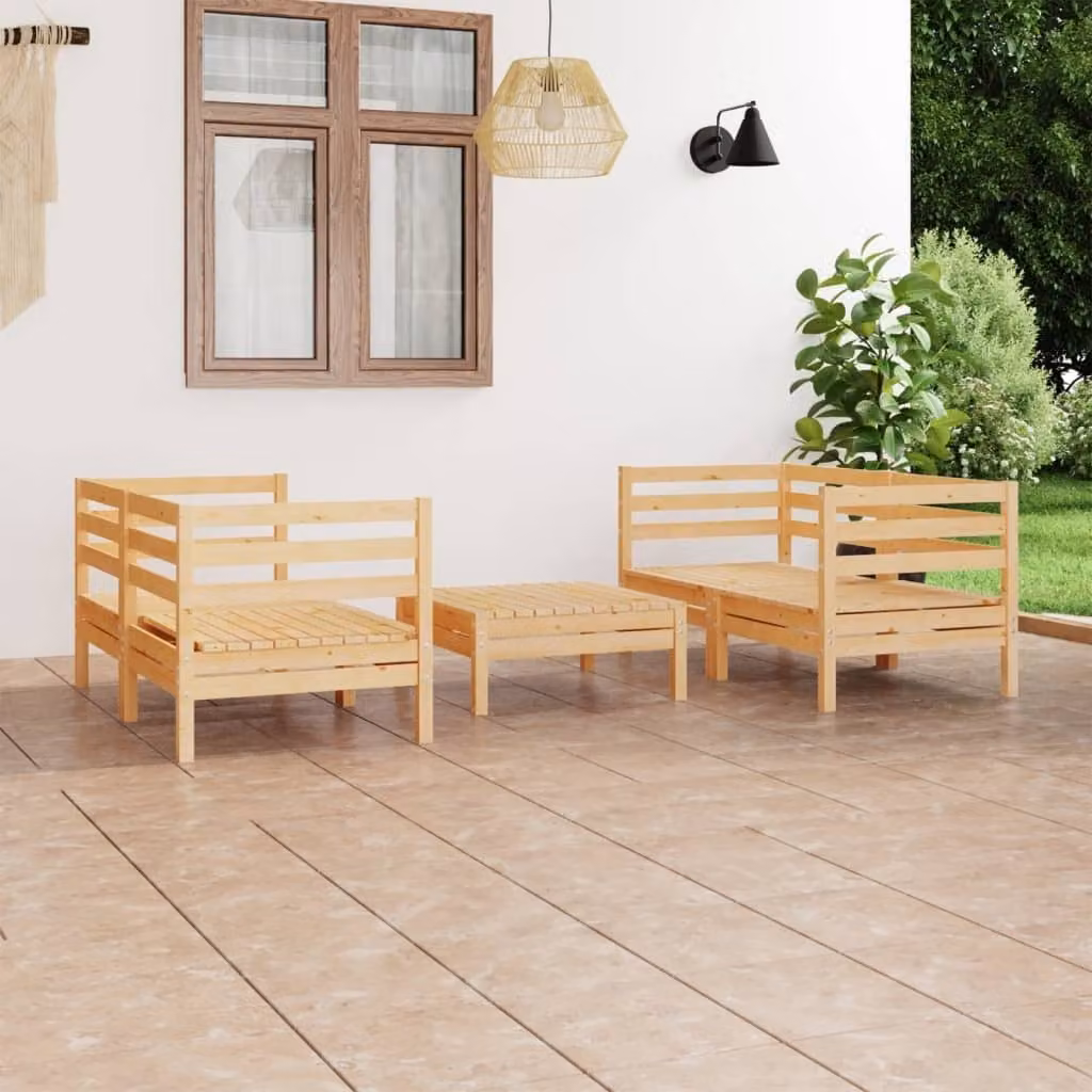 Maison Exclusive - Set da esterno per lounge, composto da 5 pezzi, in legno massello di pino