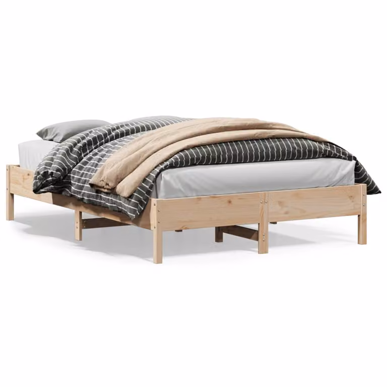 vidaXL Letto in legno massello di pino marrone stile rustico L/P/H: 205.5 x 140 x 145.5 cm