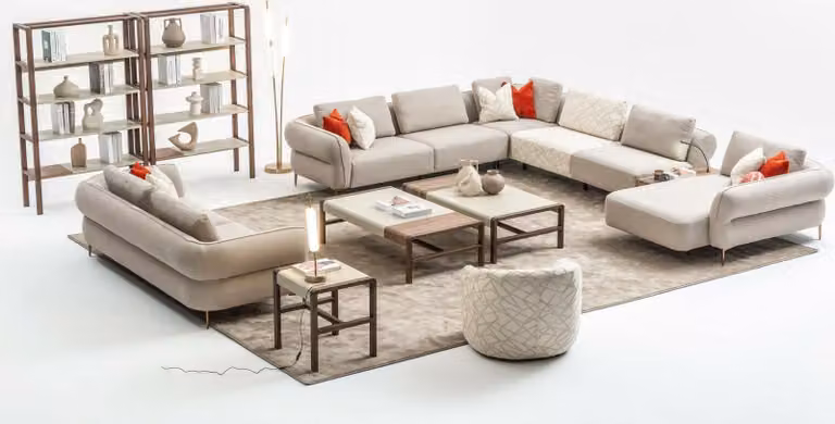 Sofagarnitur 2+1 Sitzer U-Form Sofa Set Wohnzimmer Garnitur Luxus Couchen