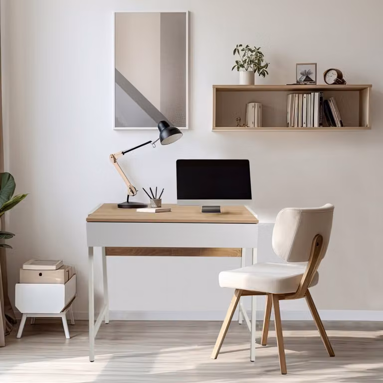 Scrivania POLLUX / Decorazione rovere sbiancato e bianco