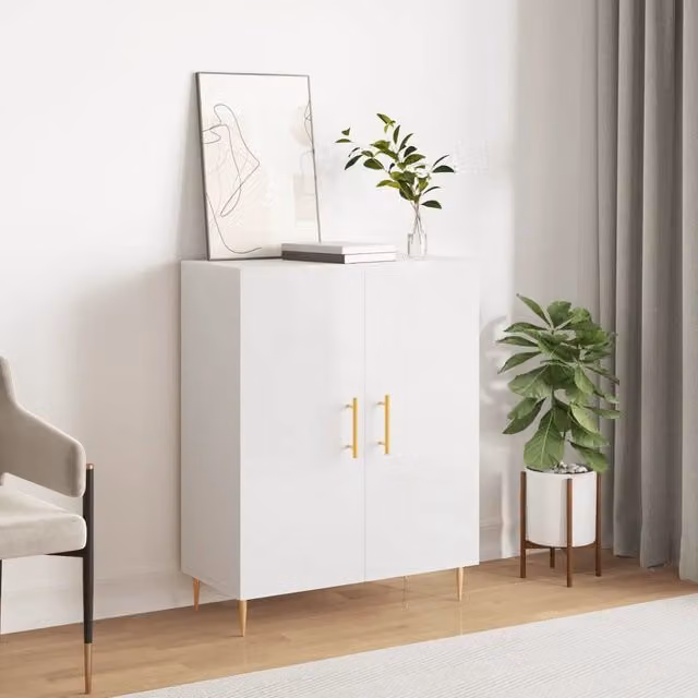 Credenza Buffet Armadio da Cucina Design Mania Bianco Lucido L: 69,5 cm, P: 34 cm, H: 90 cm