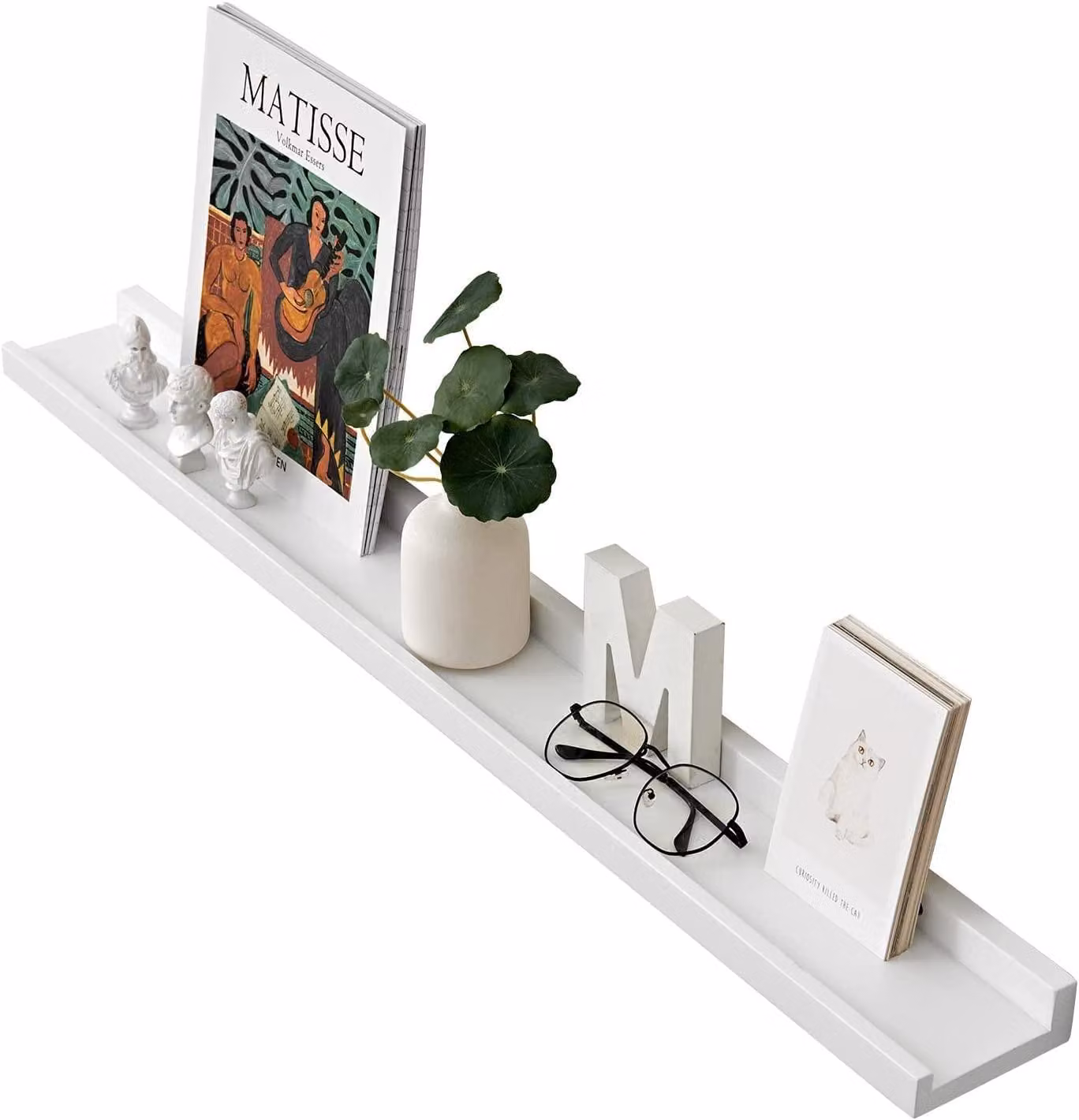 Elzusha - Scaffale da parete sospeso, 50 cm, in legno di quercia, bianco