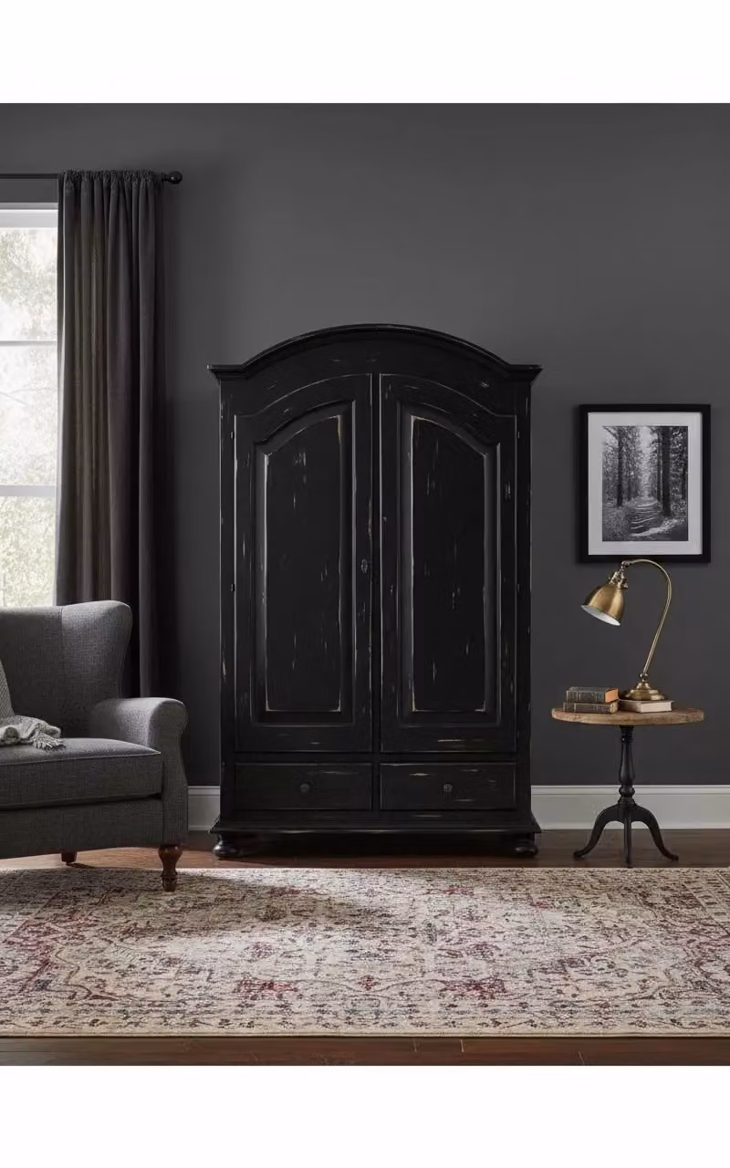 Armadio a 2 ante shabby chic Mobili 2G colore nero con cassetti interni L: 125 cm, P: 61 cm, H: 200 cm – 3