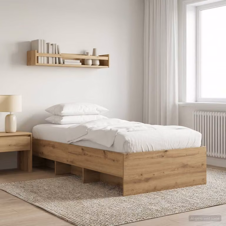 Struttura del letto moderna vidaXL in legno color rovere con doghe piatte L: 200 cm, P: 80 cm, H: 83 cm