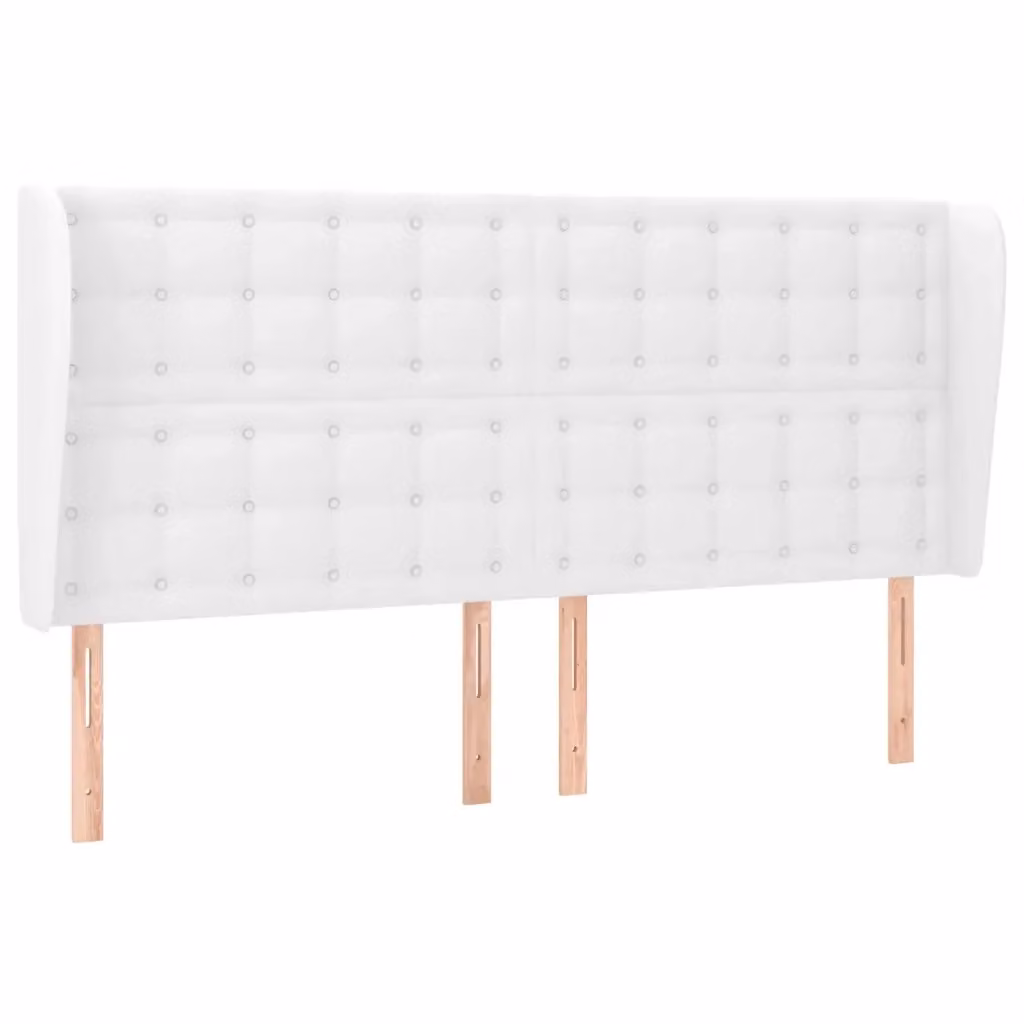 Testiera ad orecchio vidaXL in similpelle bianca con struttura in legno e pannello imbottito L: 203 cm, P: 23 cm, H: 118-128 cm – 2