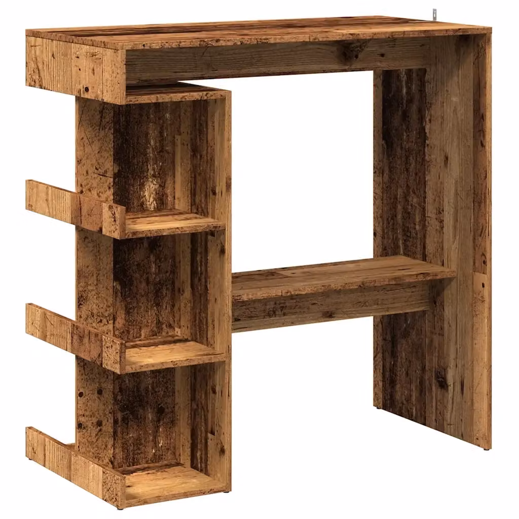 Tavolo Bar Moderno vidaXL con Ripiani in Composito e MDF, Colore Marrone, L 100 cm x P 50 cm x H 101,5 cm – 2