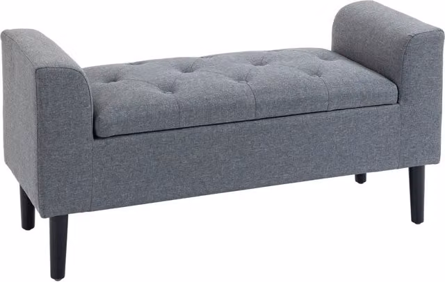 Divanetto con contenitore Minimal Grigio chiaro in tessuto L: 116 cm, P: 44 cm, H: 58 cm