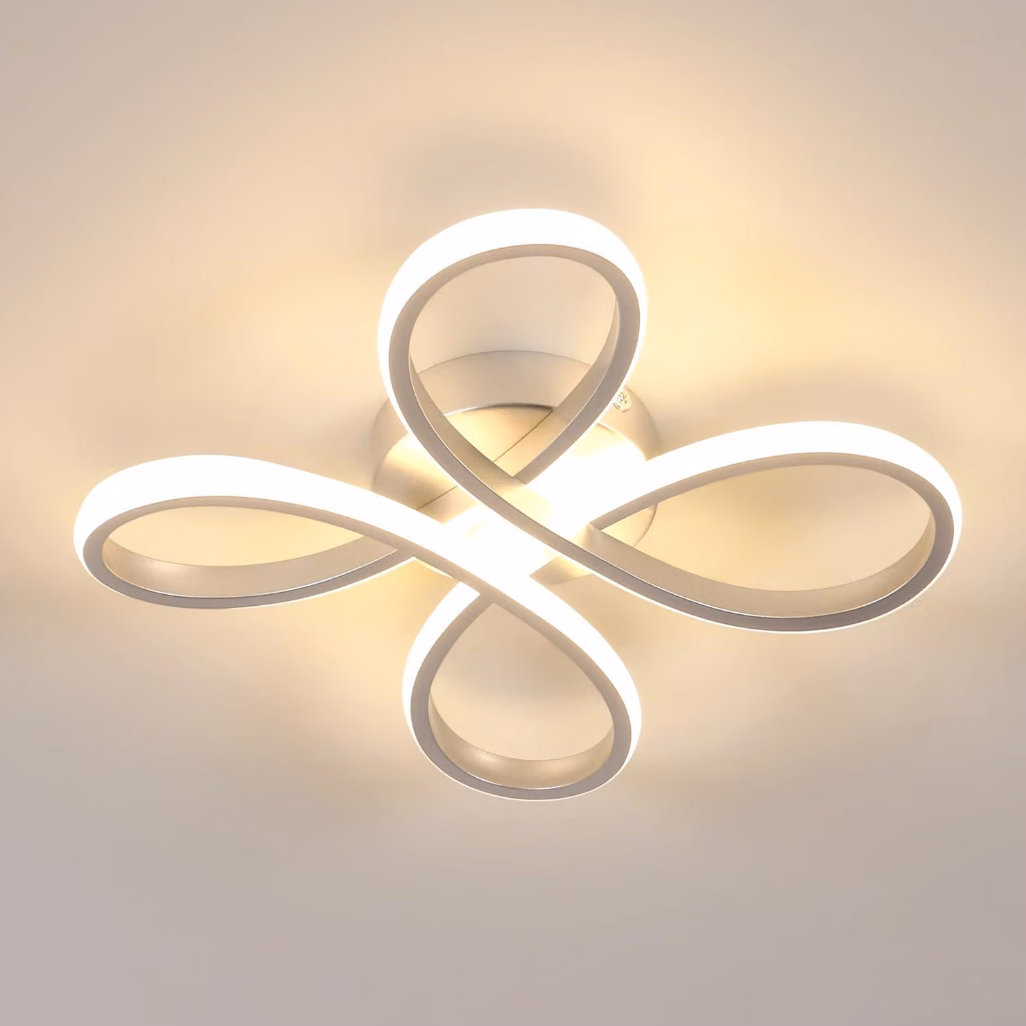 Lampada da soffitto LED elegante, 30W, 3375LM. Lampada da soffitto LED moderna, ideale per illuminare salotti, camere da letto e sale da pranzo. Luce calda da 3000K, diametro 30cm, colore argento