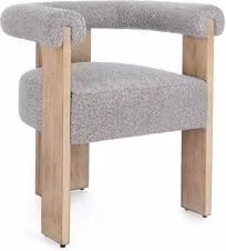 Sedia Bizzotto AGAPE con braccioli in legno e tessuto marrone e grigio