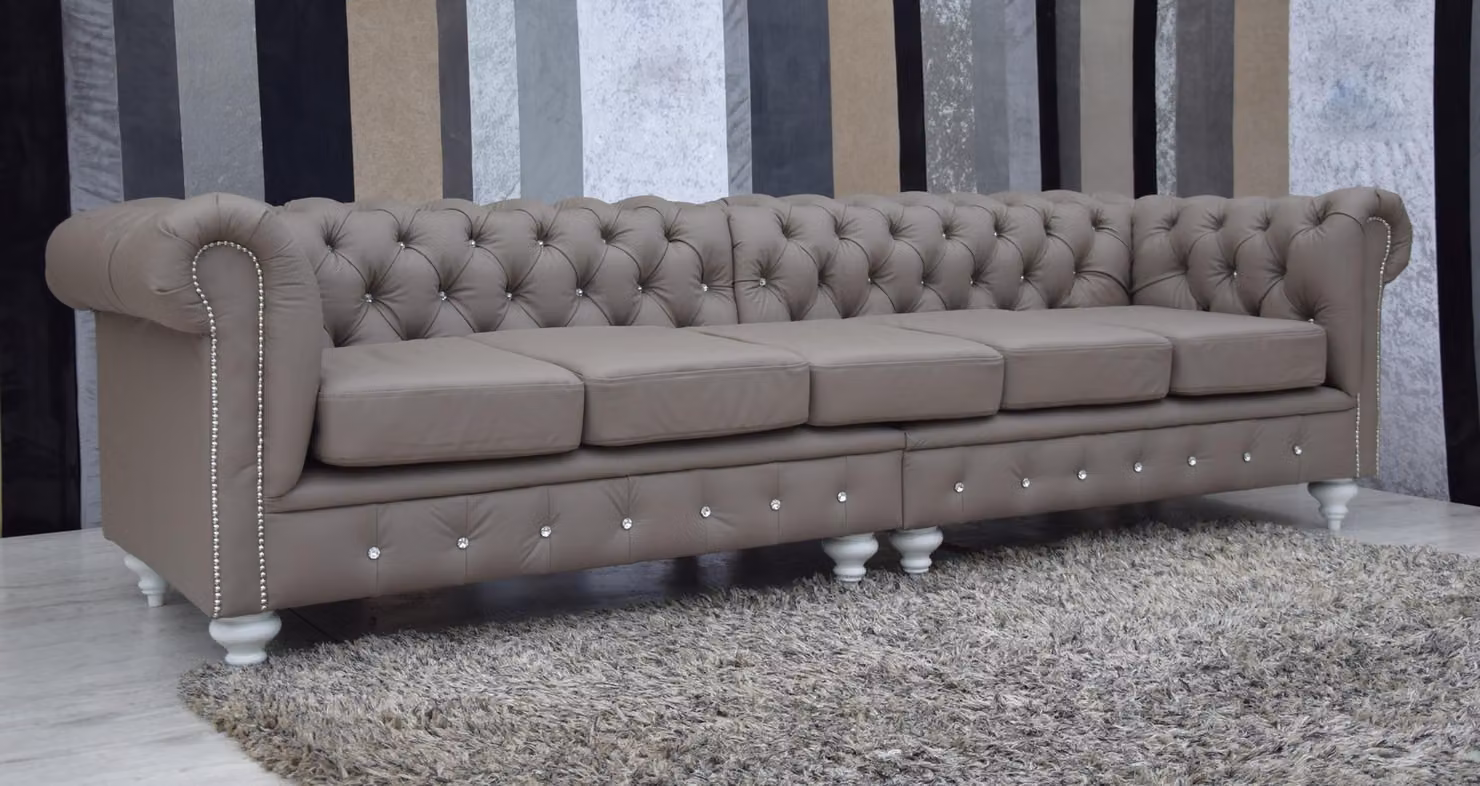 Chesterfield Sofa Couch Polster Leder Couchen Polster Garnitur 5 Sitzers