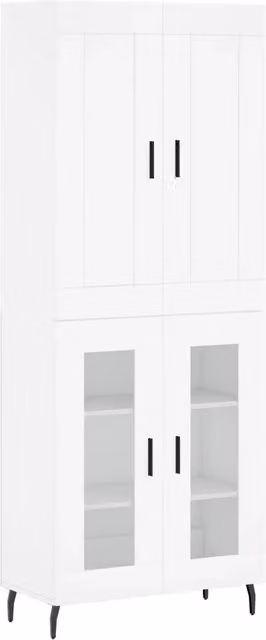 Credenza | Madia | Buffet da pranzo | Armadio da pranzo Bianca 69,5x34x180 cm in Legno Multistrato