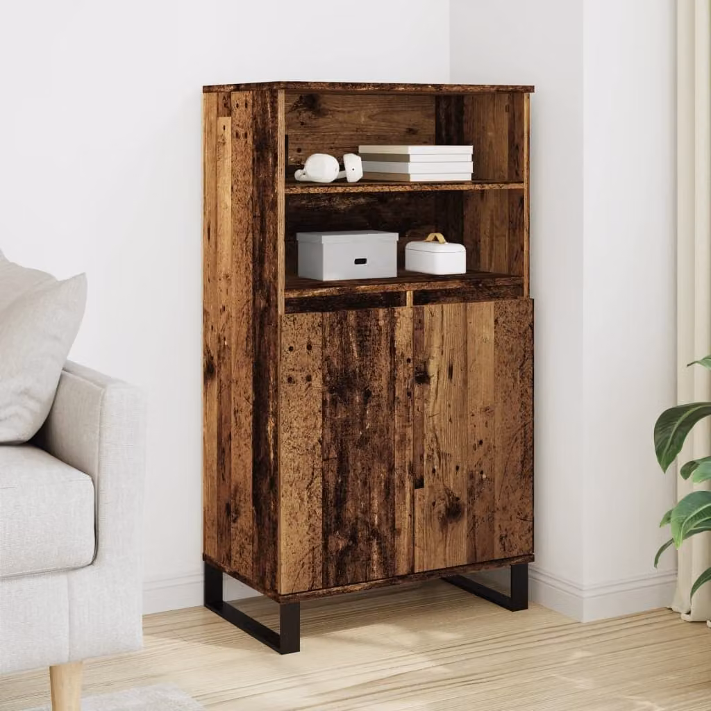 Credenza in stile industriale vidaXL in legno e metallo, colore marrone, L 60 cm x P 36 cm x H 110 cm
