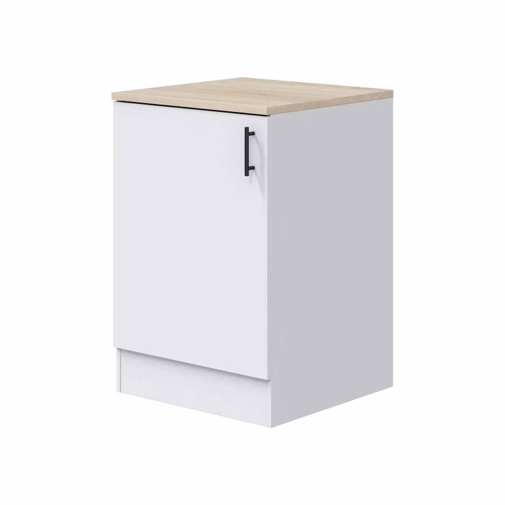 Mobile base cucina Zerna DMORA con 1 anta, Bianco e Rovere, L/P/H: 60 x 60 x 90 cm – 2