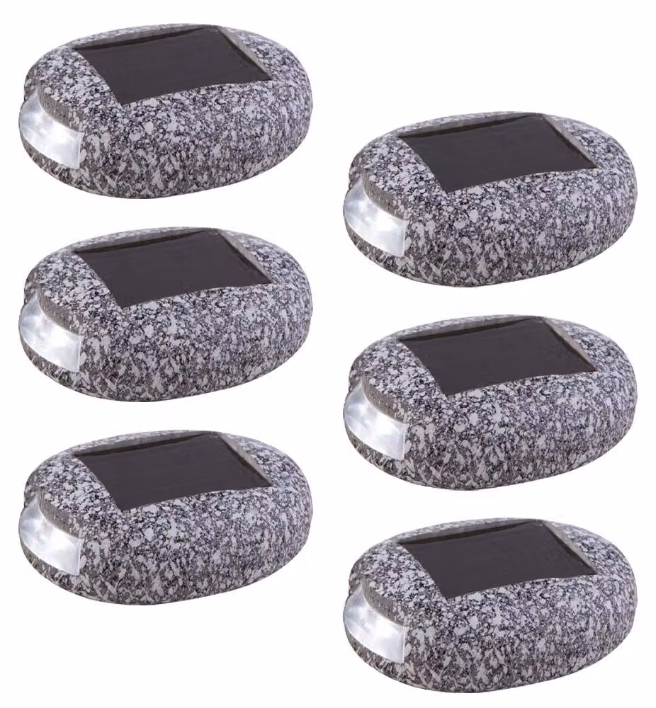 Set da 6 lampade solari a LED, design a forma di pietra, grigio, L 8,5 cm