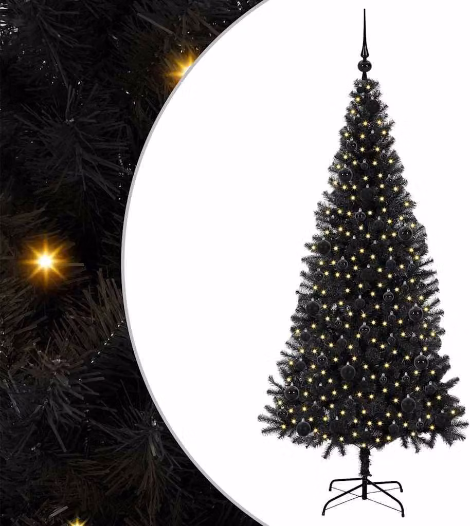 Albero di Natale con 300 LED con supporto Nero 180 cm PVC