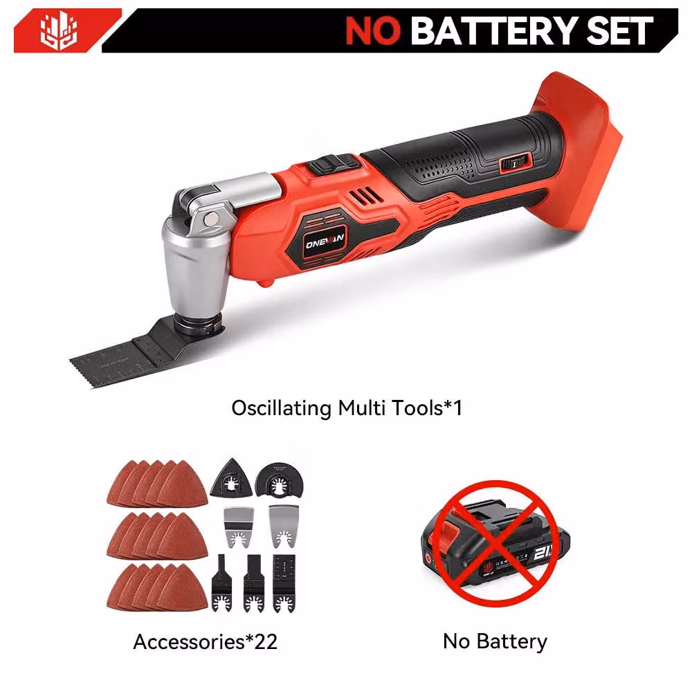 Multifunzione a batteria - Utensile multifunzione oscillante - 6 livelli di velocità - 6000–30000 oscillazioni al minuto - Multifunzionale - Portatile - Con accessori - Senza batteria