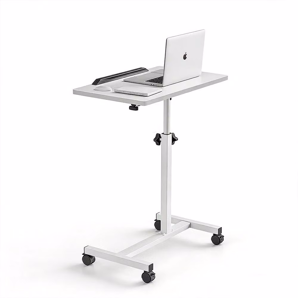 Tavolino per laptop regolabile in altezza (59-94 cm) con rotelle, tavolino inclinabile per letto e divano, tavolino mobile per cure mediche, girevole a 360°, 50x33 cm