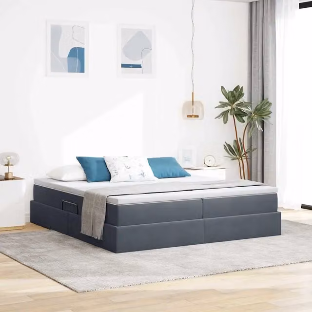 Letto con contenitore e materasso Grigio scuro 180 x 200 cm 3370362