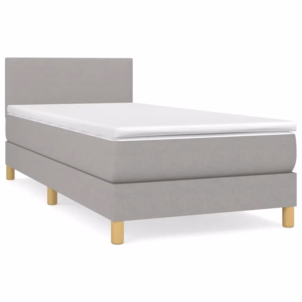 vidaXL Giroletto a Molle Ibrido con Materasso in Tessuto Grigio e Bianco L/P/H: 190 x 90 x 30 cm – 2