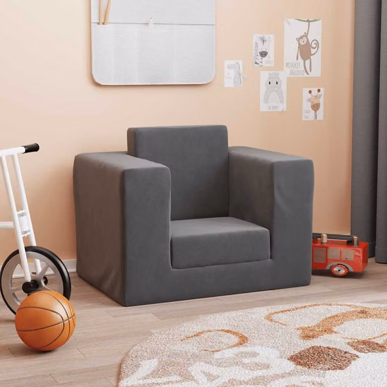 Maison Exclusive - Divano letto per bambini, antracite, morbido peluche