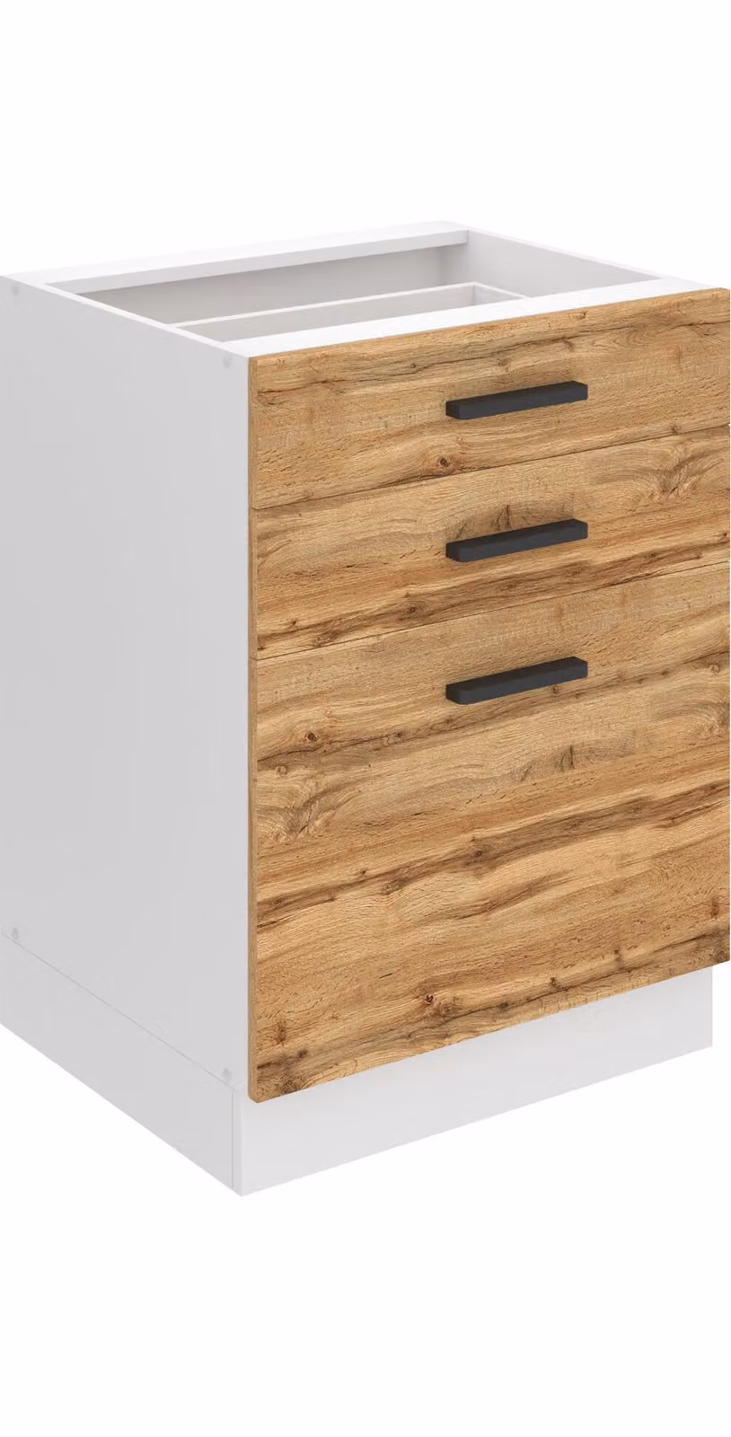 Base da cucina Belini, base da cucina larga 60 cm. Base per cucina SDSZ senza piano di lavoro. Mobile da cucina con cassetti, rovere Wotan