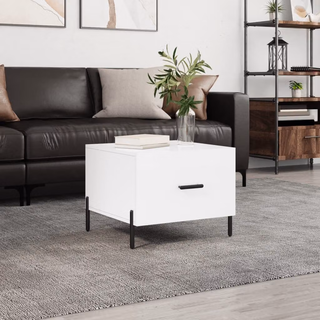 Maison Exclusive - Tavolino bianco lucido 50x50x40 cm Materiale ligneo