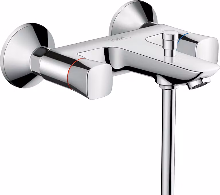 hansgrohe Logis Mitigeur de bain à 2 poignées, apparent, 2 consommateurs, saillie 217mm, chromé, 71243000, 71243000