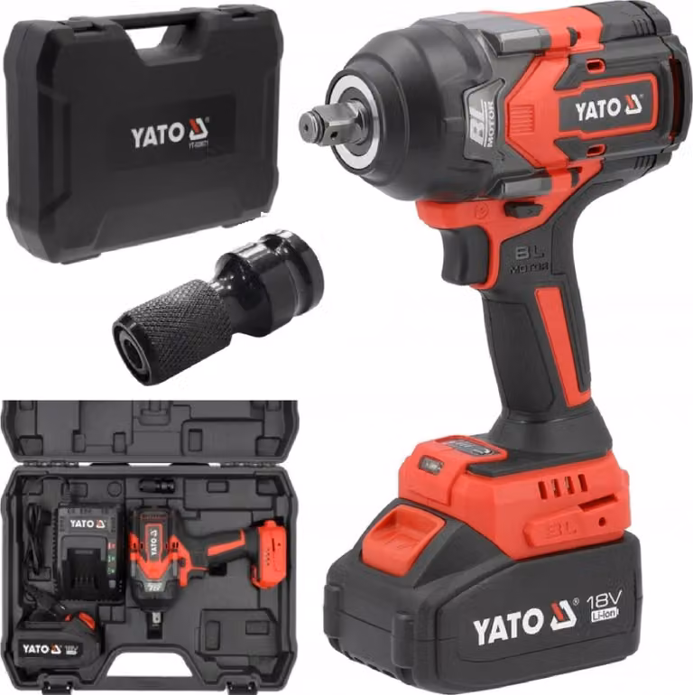 Avvitatore a batteria 18 V, 1200 Nm, 1/2" (1 batteria da 4 Ah + caricabatteria)